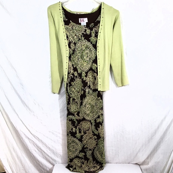 R & K Originals Maxi Dress & Cardigan Brown/Green - Picture 3 of 8